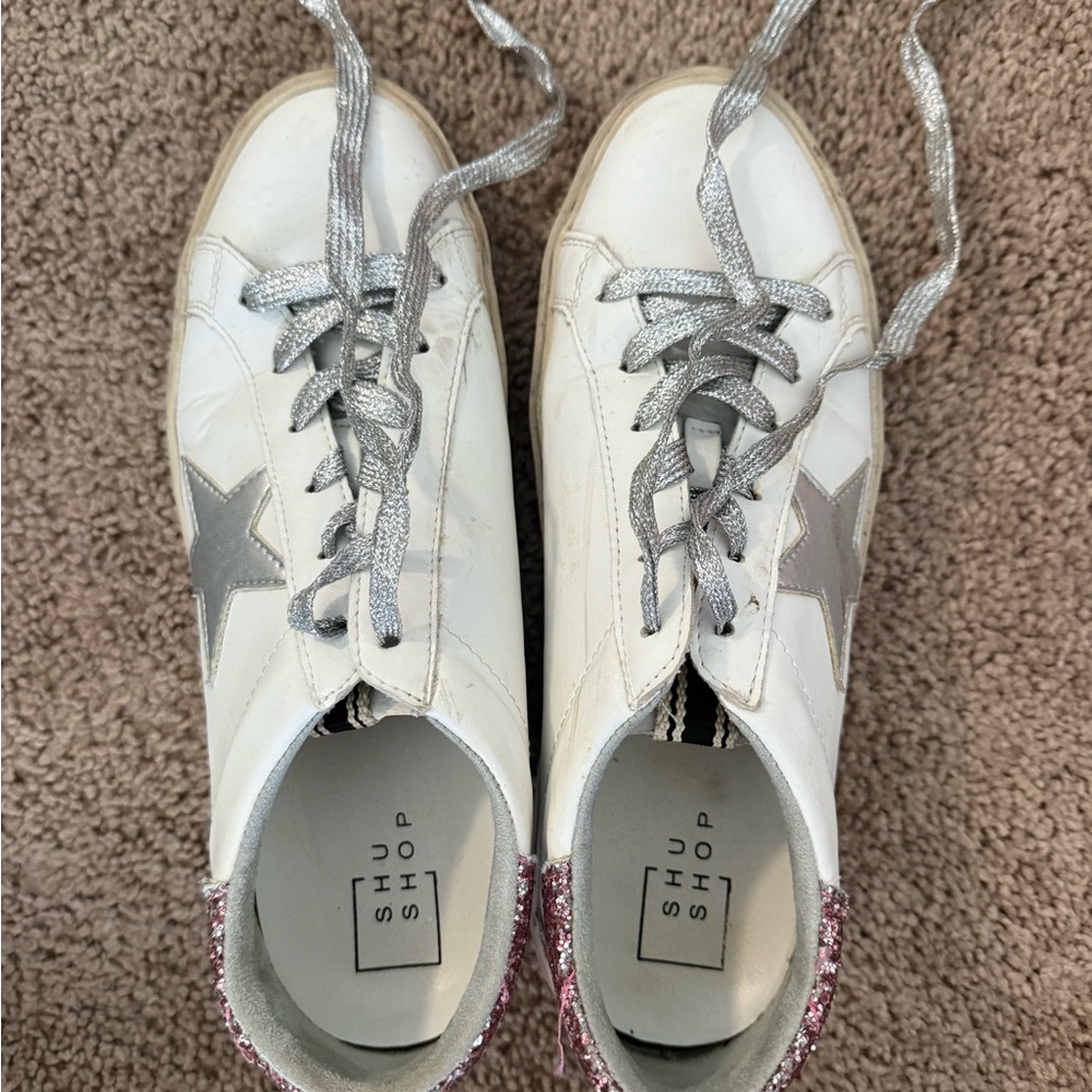 ShuShop White and Silver Sneakers